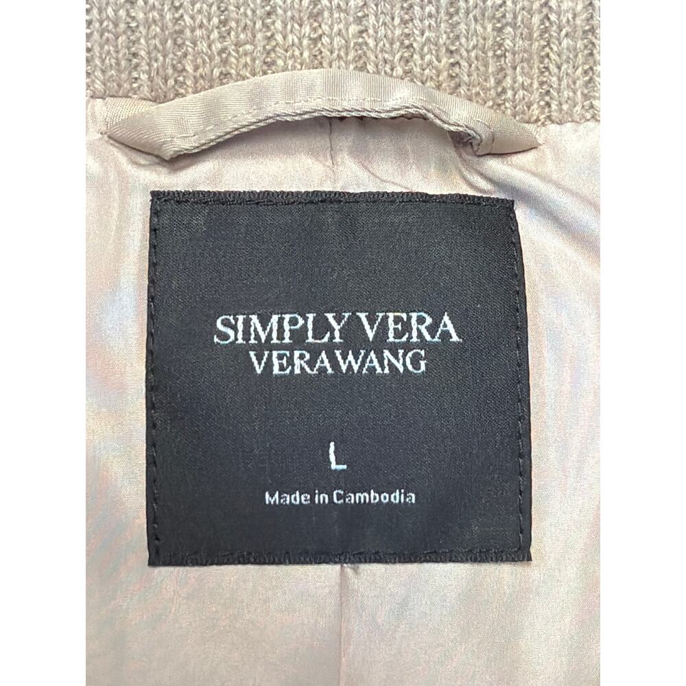 Simply Vera Wang Puffer Jacket w/ Sweater Accents Tan Womens LG - Picture 3 of 9